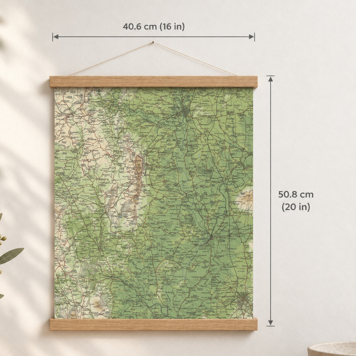 Worcester historic map print, Bartholomew Half-Inch, 1902 — 16 × 20 in · portrait, Canvas, black hanger and Canvas, natural oak hanger and Canvas, white hanger and Fine art paper, black hanger and Fine art paper, natural oak hanger and Fine art paper, no hanger and Fine art paper, white hanger, hanger front mockup