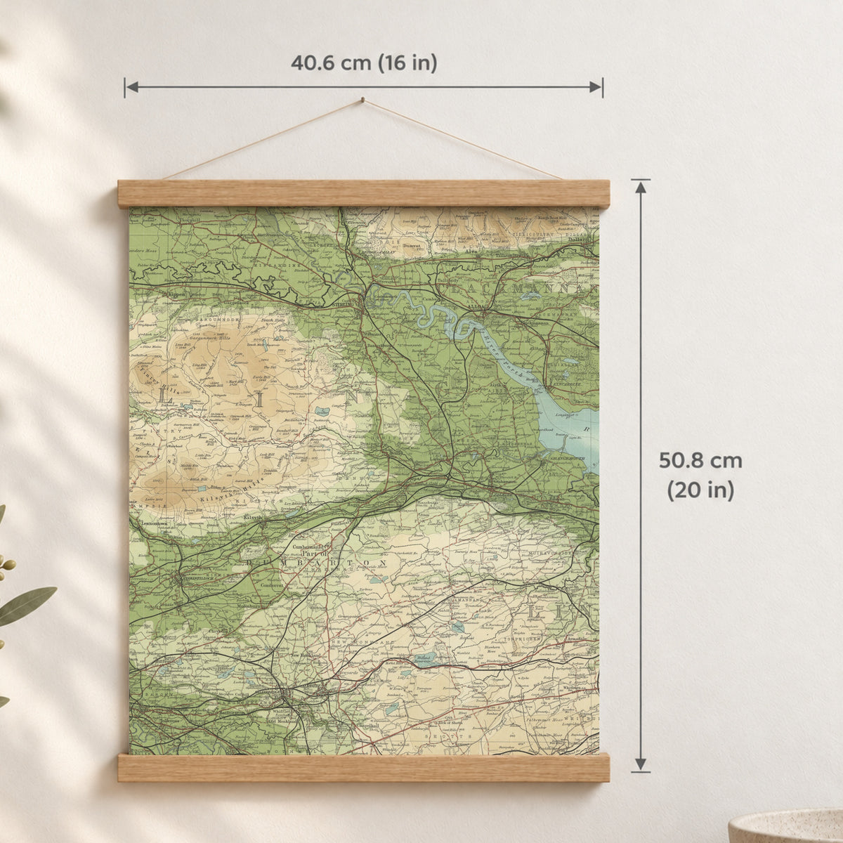 Stirling historic map print, Bartholomew Half-Inch, 1903 — 16 × 20 in · portrait, Canvas, black hanger and Canvas, natural oak hanger and Canvas, white hanger and Fine art paper, black hanger and Fine art paper, natural oak hanger and Fine art paper, no hanger and Fine art paper, white hanger, hanger front mockup