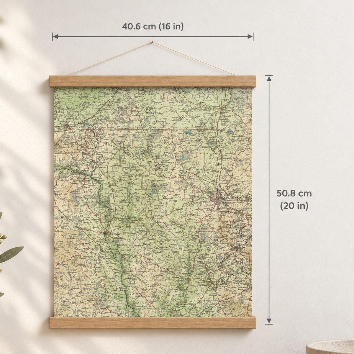 Wolverhampton historic map print, Bartholomew Half-Inch, 1903 — 16 × 20 in · portrait, Canvas, black hanger and Canvas, natural oak hanger and Canvas, white hanger and Fine art paper, black hanger and Fine art paper, natural oak hanger and Fine art paper, no hanger and Fine art paper, white hanger, hanger front mockup