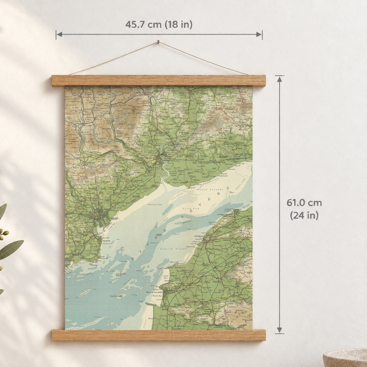 Newport historic map print, Bartholomew Half-Inch, 1904 — 18 × 24 in · portrait, Canvas, black hanger and Canvas, natural oak hanger and Canvas, white hanger and Fine art paper, black hanger and Fine art paper, natural oak hanger and Fine art paper, no hanger and Fine art paper, white hanger, hanger front mockup