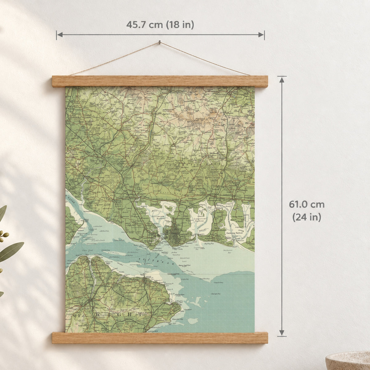 Portsmouth historic map print, Bartholomew Half-Inch, 1902 — 18 × 24 in · portrait, Canvas, black hanger and Canvas, natural oak hanger and Canvas, white hanger and Fine art paper, black hanger and Fine art paper, natural oak hanger and Fine art paper, no hanger and Fine art paper, white hanger, hanger front mockup