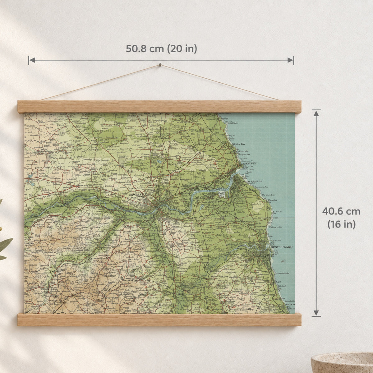 Sunderland historic map print, Bartholomew Half-Inch, 1902 — 20 × 16 in · landscape, Canvas, black hanger and Canvas, natural oak hanger and Canvas, white hanger and Fine art paper, black hanger and Fine art paper, natural oak hanger and Fine art paper, no hanger and Fine art paper, white hanger, hanger front mockup