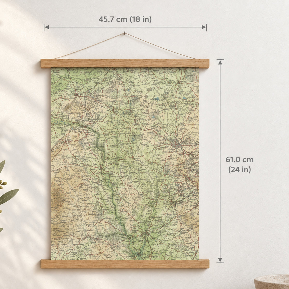 Wolverhampton historic map print, Bartholomew Half-Inch, 1903 — 18 × 24 in · portrait, Canvas, black hanger and Canvas, natural oak hanger and Canvas, white hanger and Fine art paper, black hanger and Fine art paper, natural oak hanger and Fine art paper, no hanger and Fine art paper, white hanger, hanger front mockup