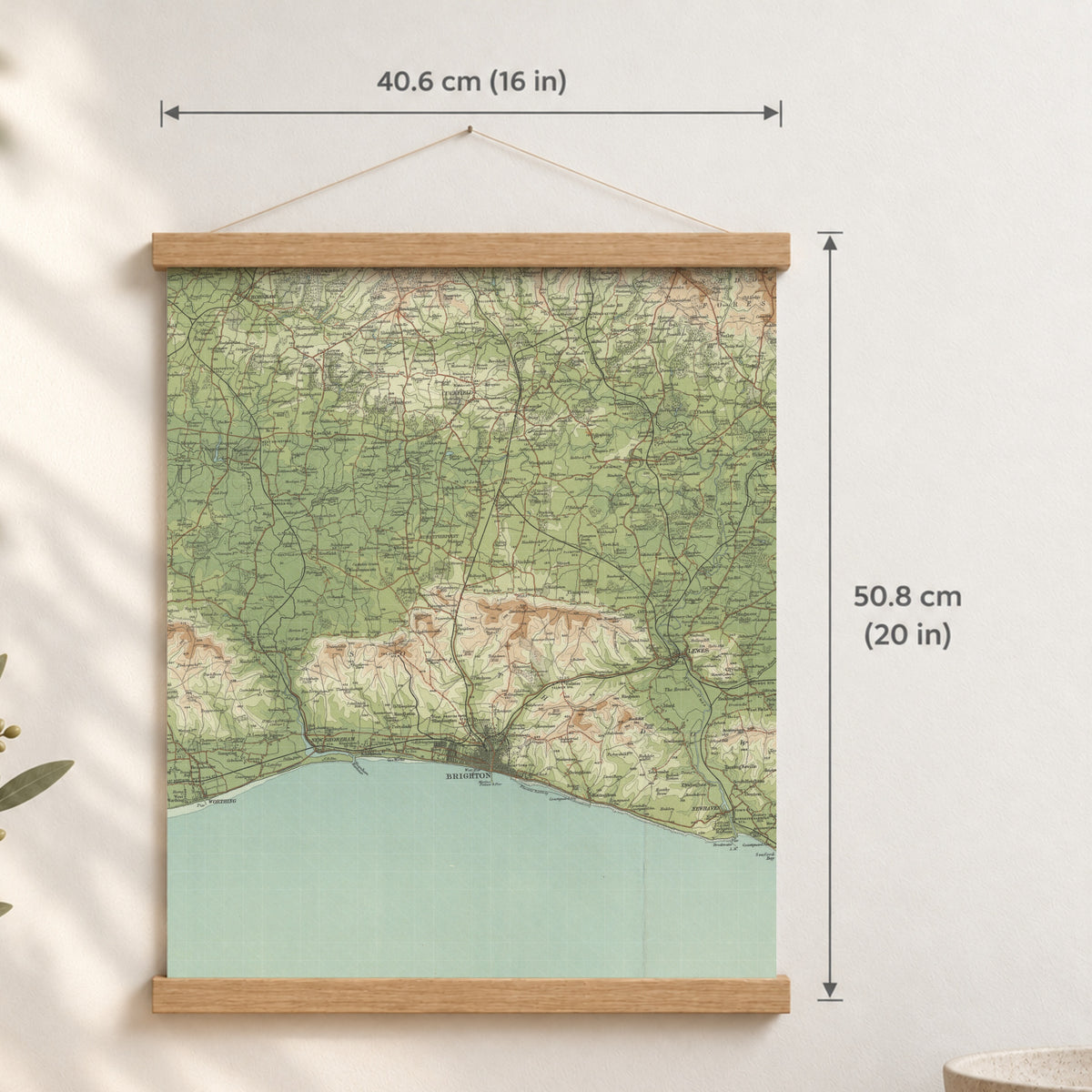 Brighton & Hove historic map print, Bartholomew Half-Inch, 1902 — 16 × 20 in · portrait, Canvas, black hanger and Canvas, natural oak hanger and Canvas, white hanger and Fine art paper, black hanger and Fine art paper, natural oak hanger and Fine art paper, no hanger and Fine art paper, white hanger, hanger front mockup