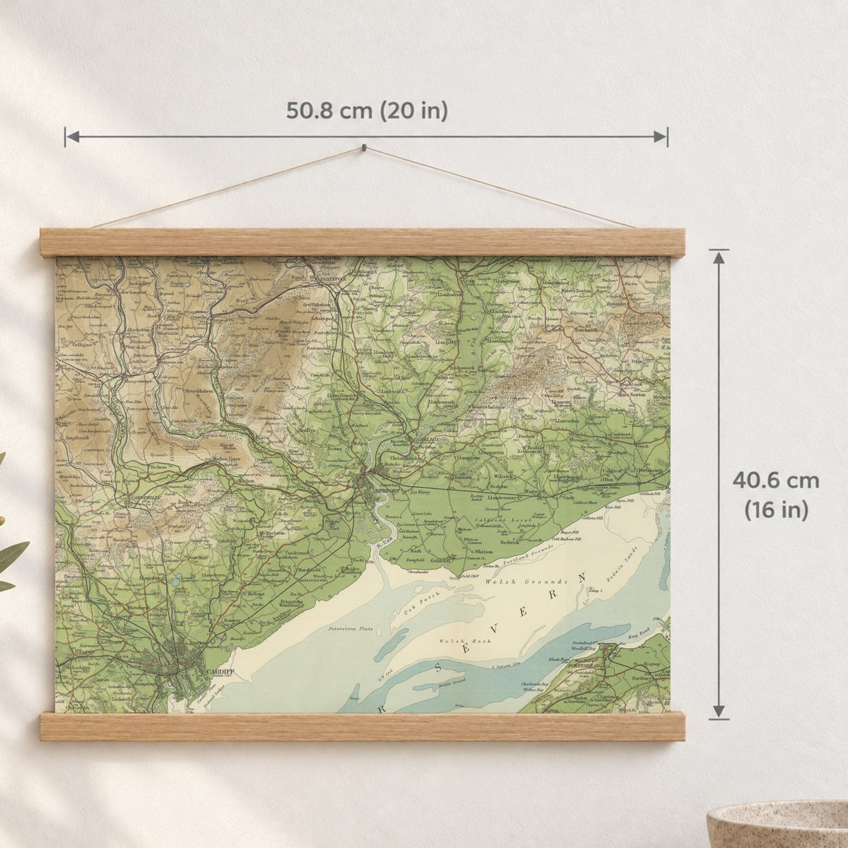 Newport historic map print, Bartholomew Half-Inch, 1904 — 20 × 16 in · landscape, Canvas, black hanger and Canvas, natural oak hanger and Canvas, white hanger and Fine art paper, black hanger and Fine art paper, natural oak hanger and Fine art paper, no hanger and Fine art paper, white hanger, hanger front mockup
