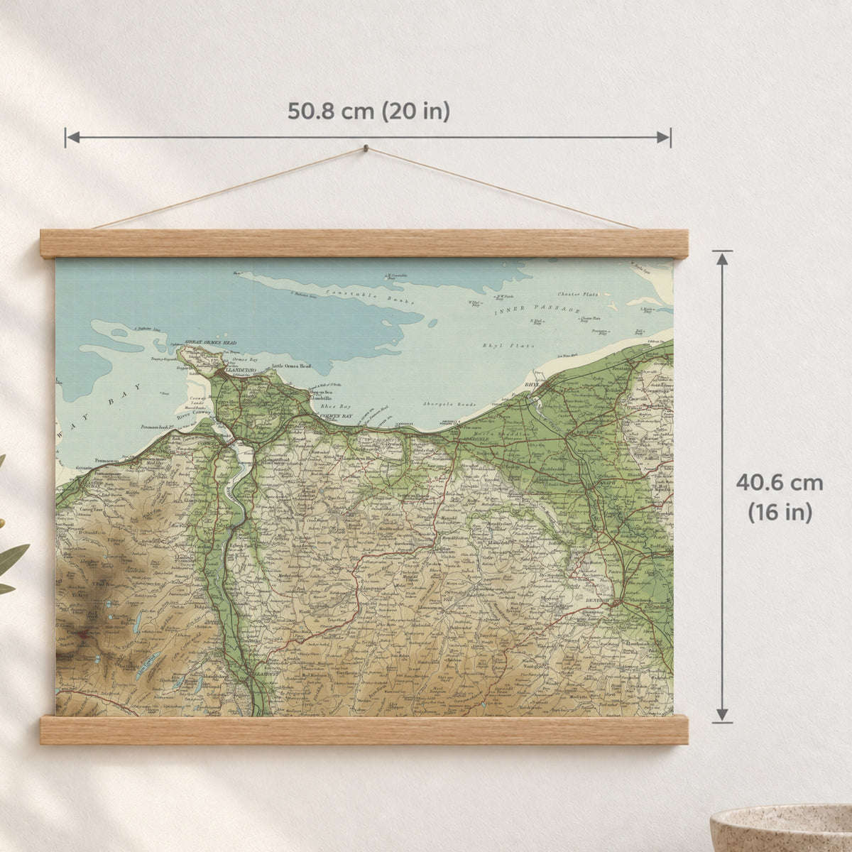 St Asaph historic map print, Bartholomew Half-Inch, 1904 — 20 × 16 in · landscape, Canvas, black hanger and Canvas, natural oak hanger and Canvas, white hanger and Fine art paper, black hanger and Fine art paper, natural oak hanger and Fine art paper, no hanger and Fine art paper, white hanger, hanger front mockup