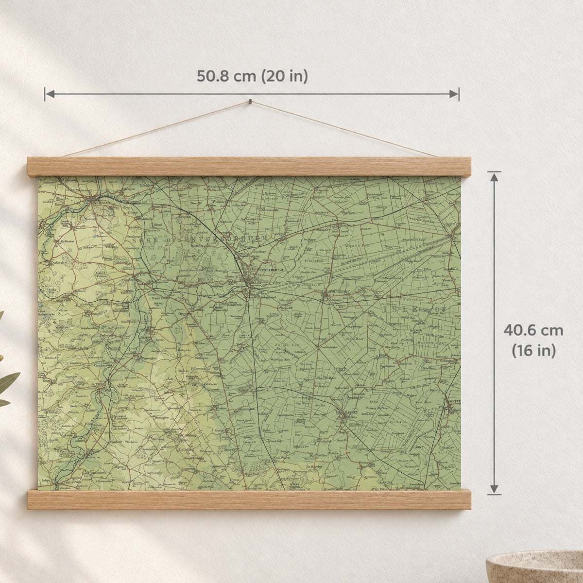 Peterborough historic map print, Bartholomew Half-Inch, 1902 — 20 × 16 in · landscape, Canvas, black hanger and Canvas, natural oak hanger and Canvas, white hanger and Fine art paper, black hanger and Fine art paper, natural oak hanger and Fine art paper, no hanger and Fine art paper, white hanger, hanger front mockup