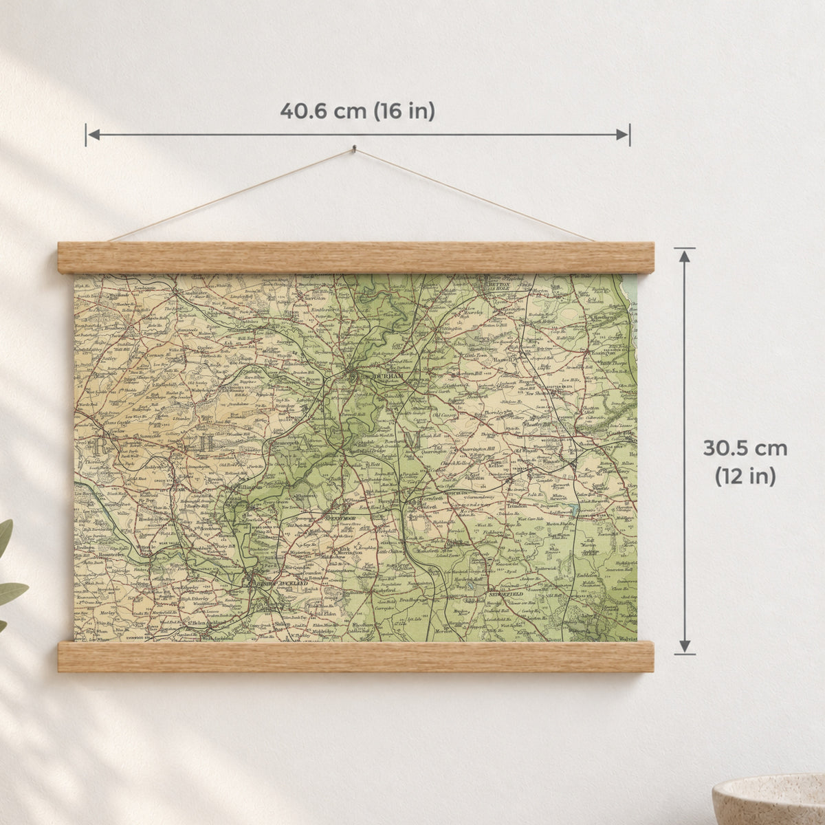 Durham historic map print, Bartholomew Half-Inch, 1904 — 16 × 12 in · landscape, Canvas, black hanger and Canvas, natural oak hanger and Canvas, white hanger and Fine art paper, black hanger and Fine art paper, natural oak hanger and Fine art paper, no hanger and Fine art paper, white hanger, hanger front mockup