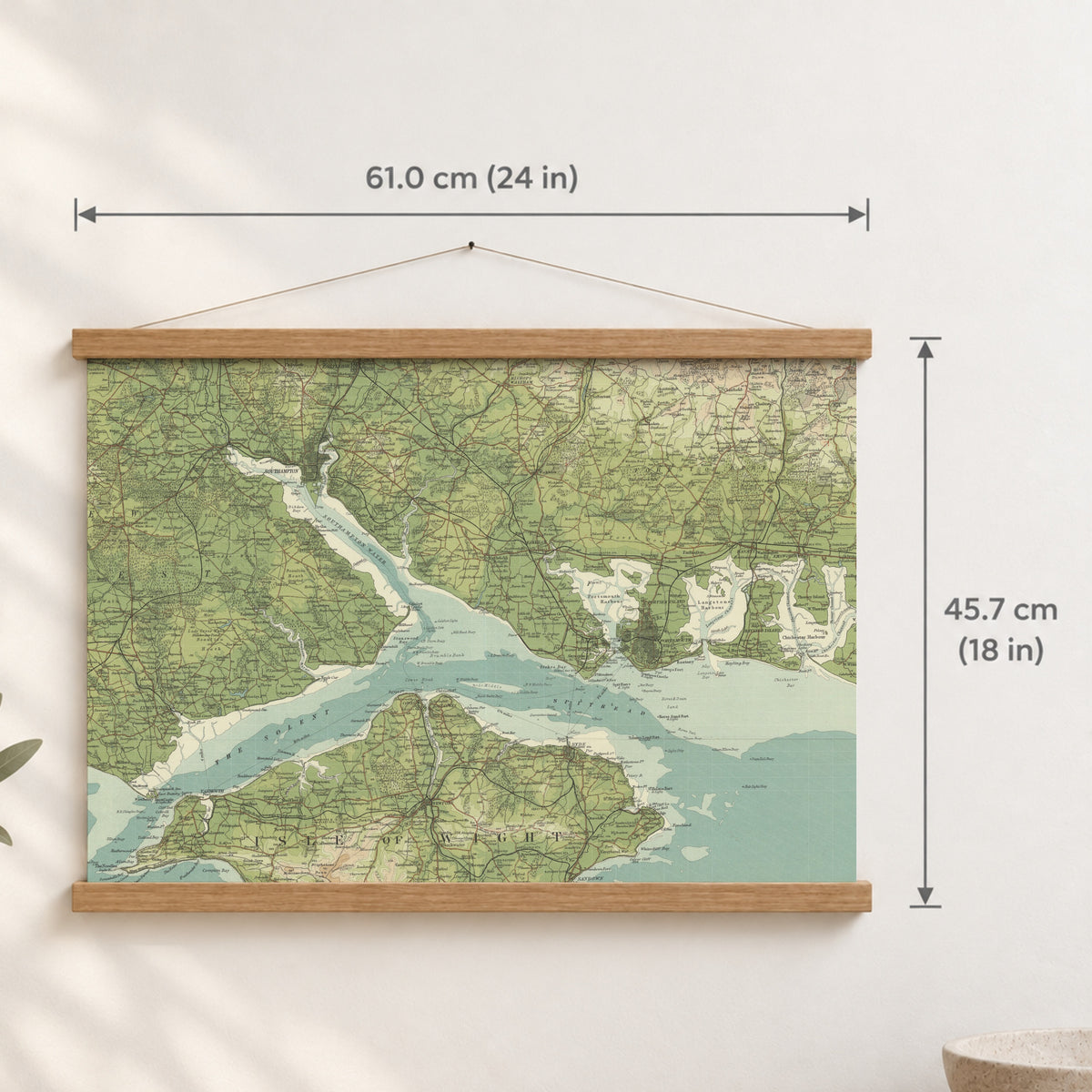 Portsmouth historic map print, Bartholomew Half-Inch, 1902 — 24 × 18 in · landscape, Canvas, black hanger and Canvas, natural oak hanger and Canvas, white hanger and Fine art paper, black hanger and Fine art paper, natural oak hanger and Fine art paper, no hanger and Fine art paper, white hanger, hanger front mockup