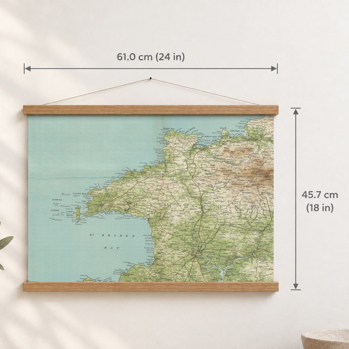 St Davids historic map print, Bartholomew Half-Inch, 1903 — 24 × 18 in · landscape, Canvas, black hanger and Canvas, natural oak hanger and Canvas, white hanger and Fine art paper, black hanger and Fine art paper, natural oak hanger and Fine art paper, no hanger and Fine art paper, white hanger, hanger front mockup