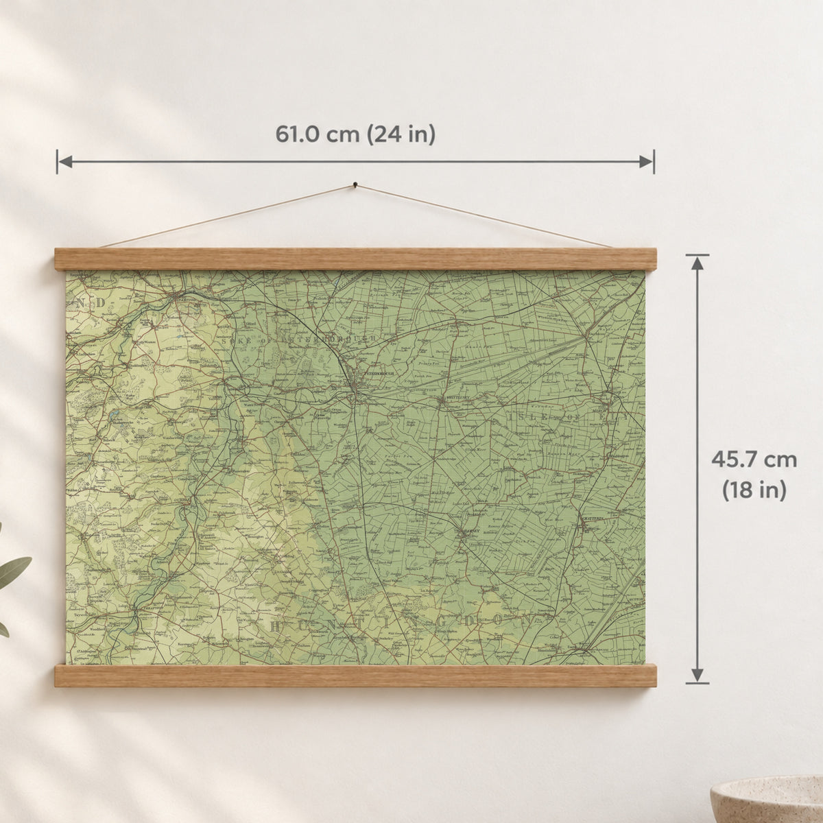 Peterborough historic map print, Bartholomew Half-Inch, 1902 — 24 × 18 in · landscape, Canvas, black hanger and Canvas, natural oak hanger and Canvas, white hanger and Fine art paper, black hanger and Fine art paper, natural oak hanger and Fine art paper, no hanger and Fine art paper, white hanger, hanger front mockup