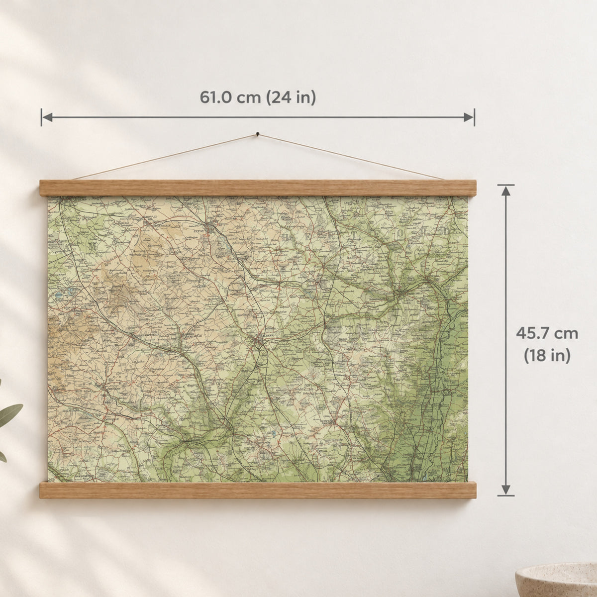St Albans historic map print, Bartholomew Half-Inch, 1903 — 24 × 18 in · landscape, Canvas, black hanger and Canvas, natural oak hanger and Canvas, white hanger and Fine art paper, black hanger and Fine art paper, natural oak hanger and Fine art paper, no hanger and Fine art paper, white hanger, hanger front mockup