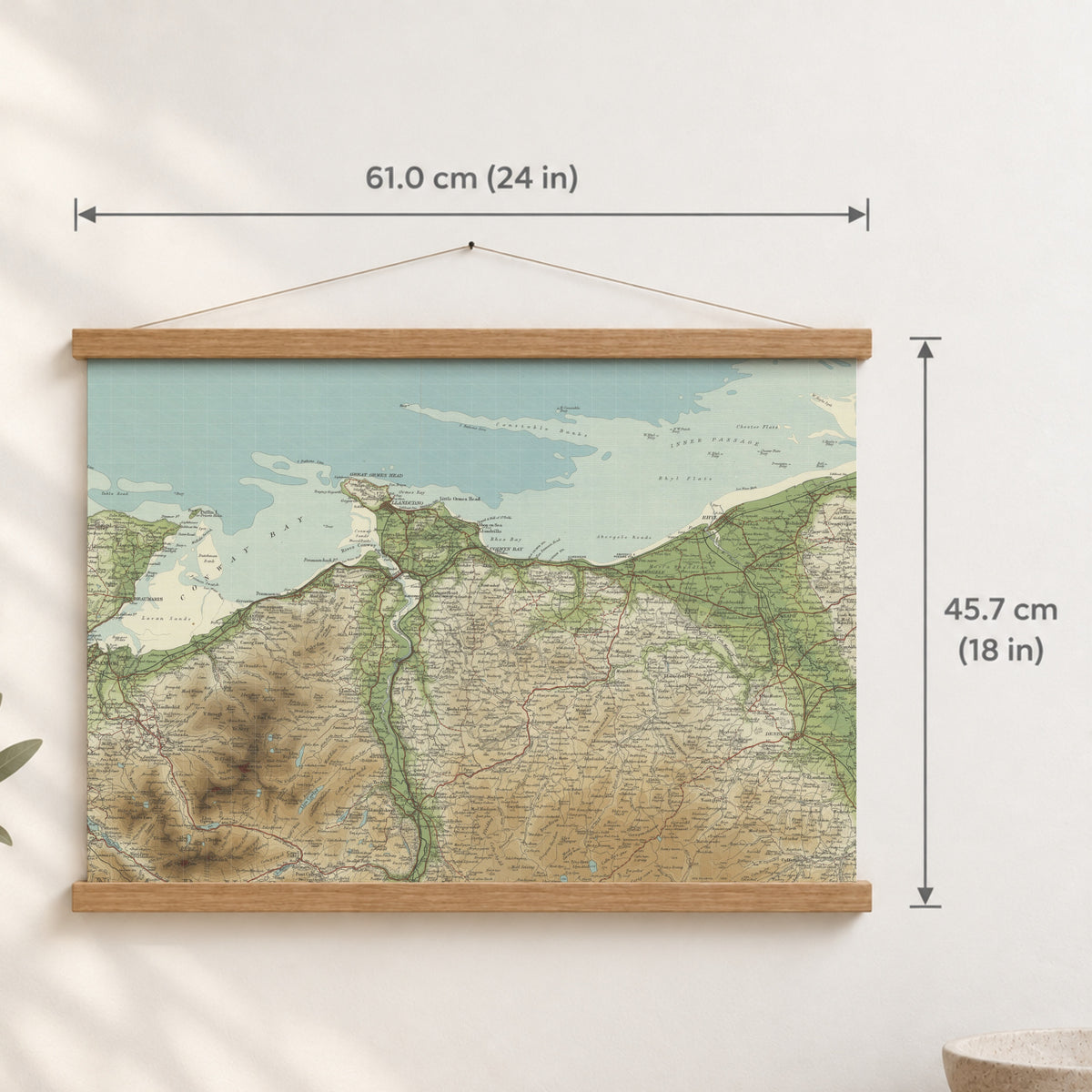 St Asaph historic map print, Bartholomew Half-Inch, 1904 — 24 × 18 in · landscape, Canvas, black hanger and Canvas, natural oak hanger and Canvas, white hanger and Fine art paper, black hanger and Fine art paper, natural oak hanger and Fine art paper, no hanger and Fine art paper, white hanger, hanger front mockup
