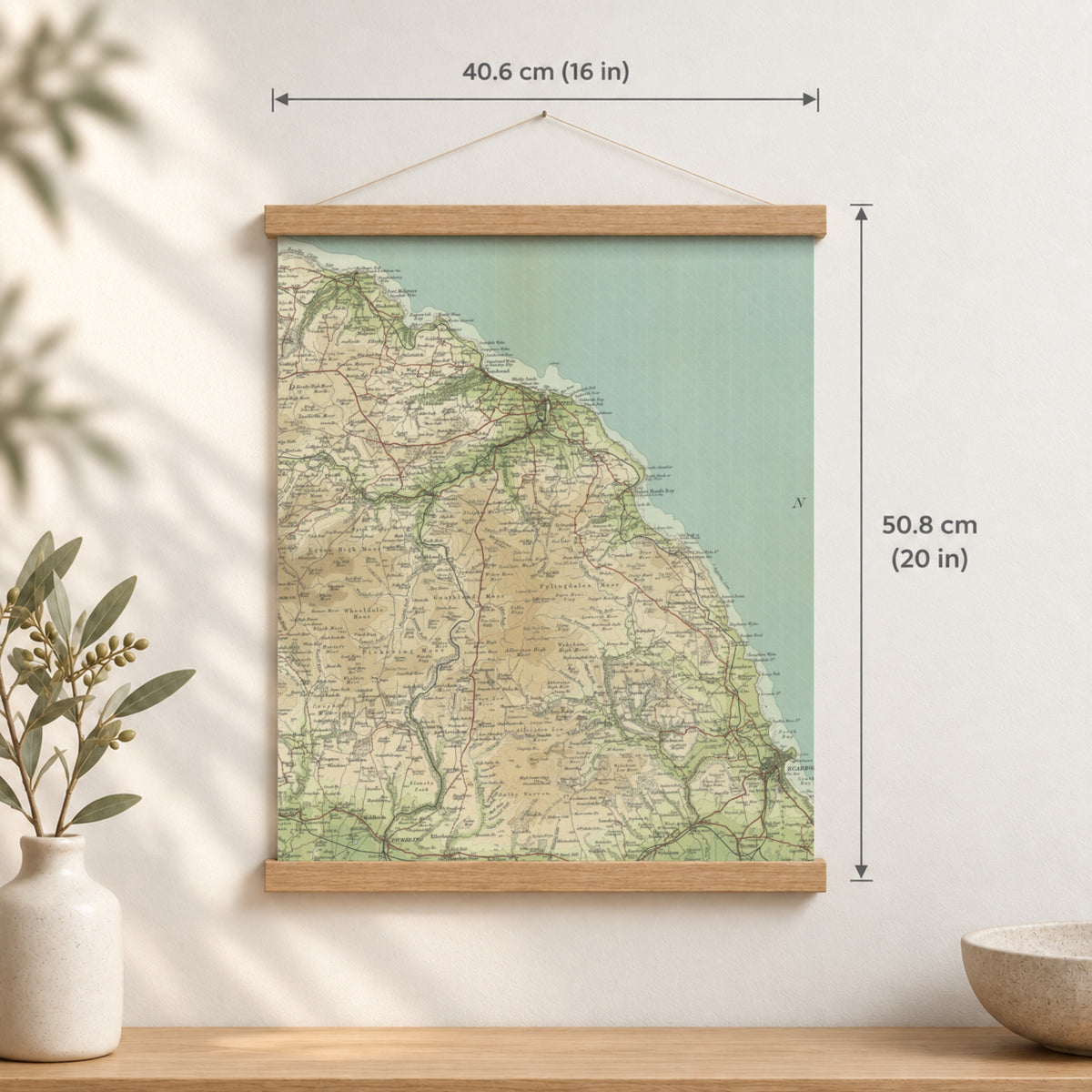 Whitby historic map print, Bartholomew Half-Inch, 1903 — 16 × 20 in · portrait, Canvas, black hanger and Canvas, natural oak hanger and Canvas, white hanger and Fine art paper, black hanger and Fine art paper, natural oak hanger and Fine art paper, no hanger and Fine art paper, white hanger, hanger front mockup